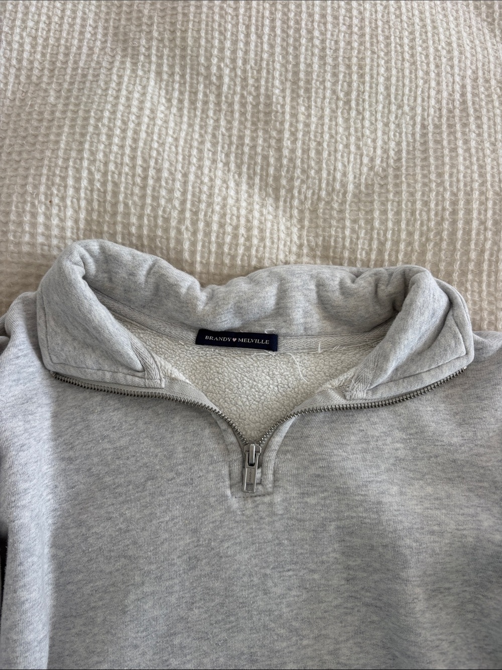 Brandy Melville Heather Gray Half-Zip Pullover - Picture 2 of 2